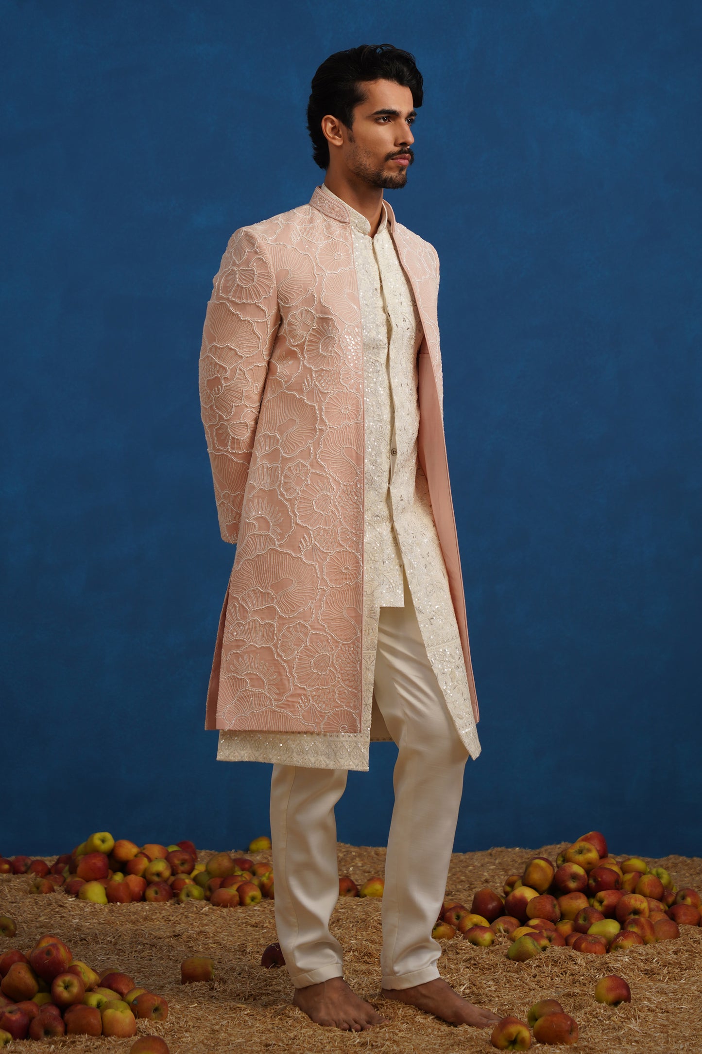 PARTHIV CUTDANA PINK SHERWANI SET