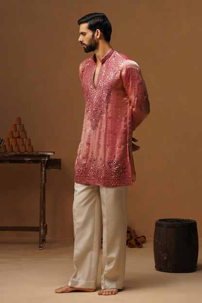 ARYA PINK  V NECK SHORT KURTA SET