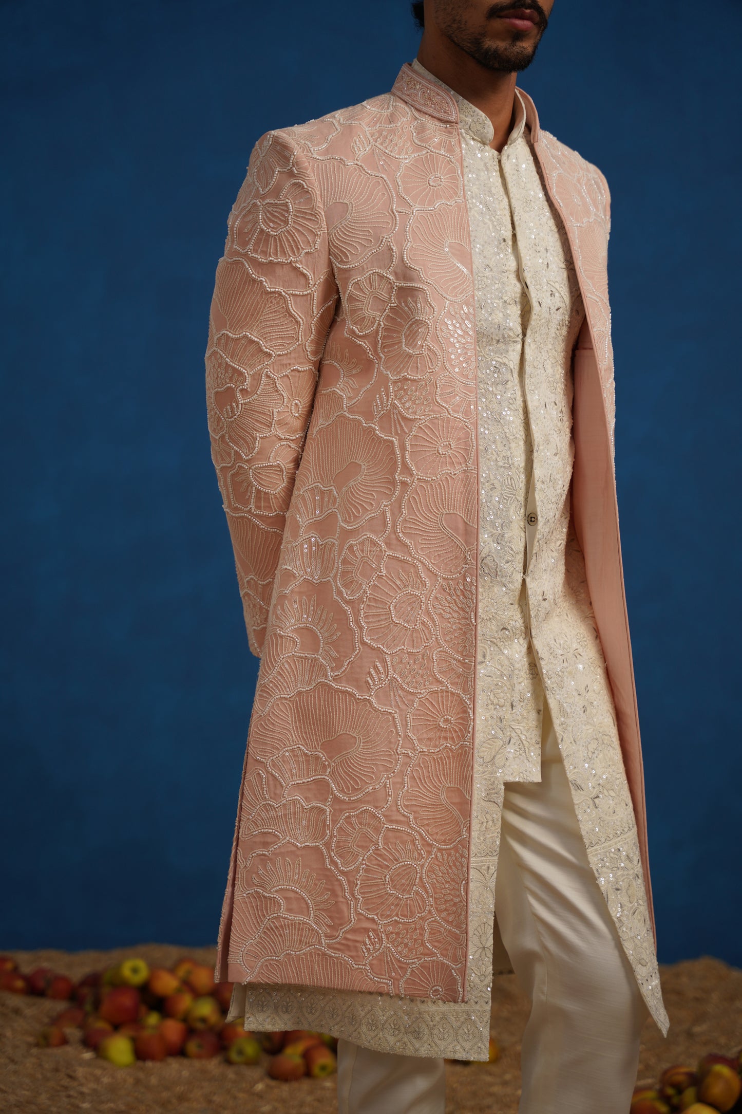 PARTHIV CUTDANA PINK SHERWANI SET