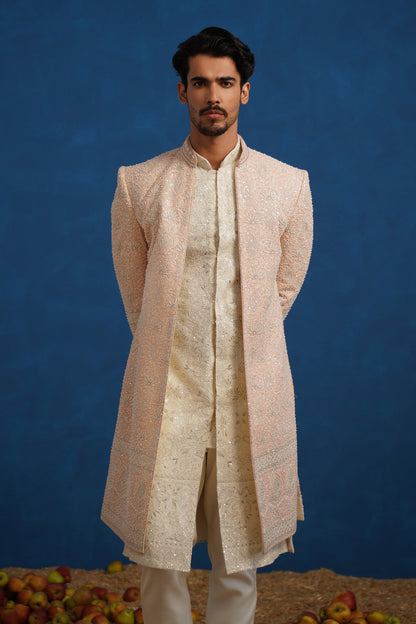 KAMAL CUTDANA PINK SHERWANI SET