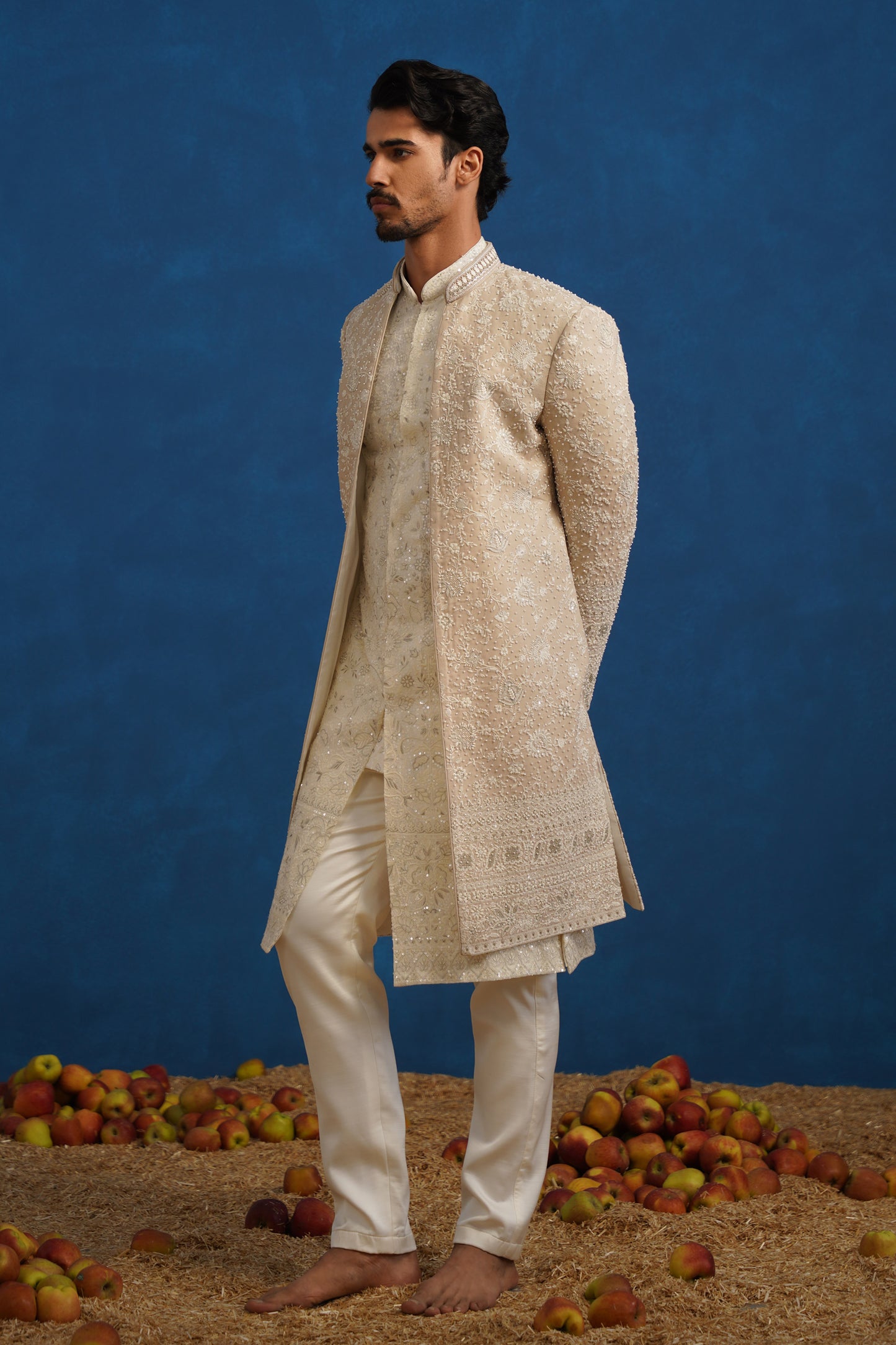 DIVIT CUTDANA BEIGE SHERWANI SET