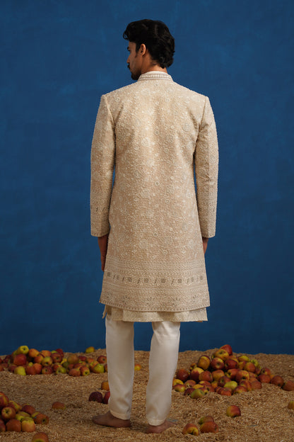 DIVIT CUTDANA BEIGE SHERWANI SET