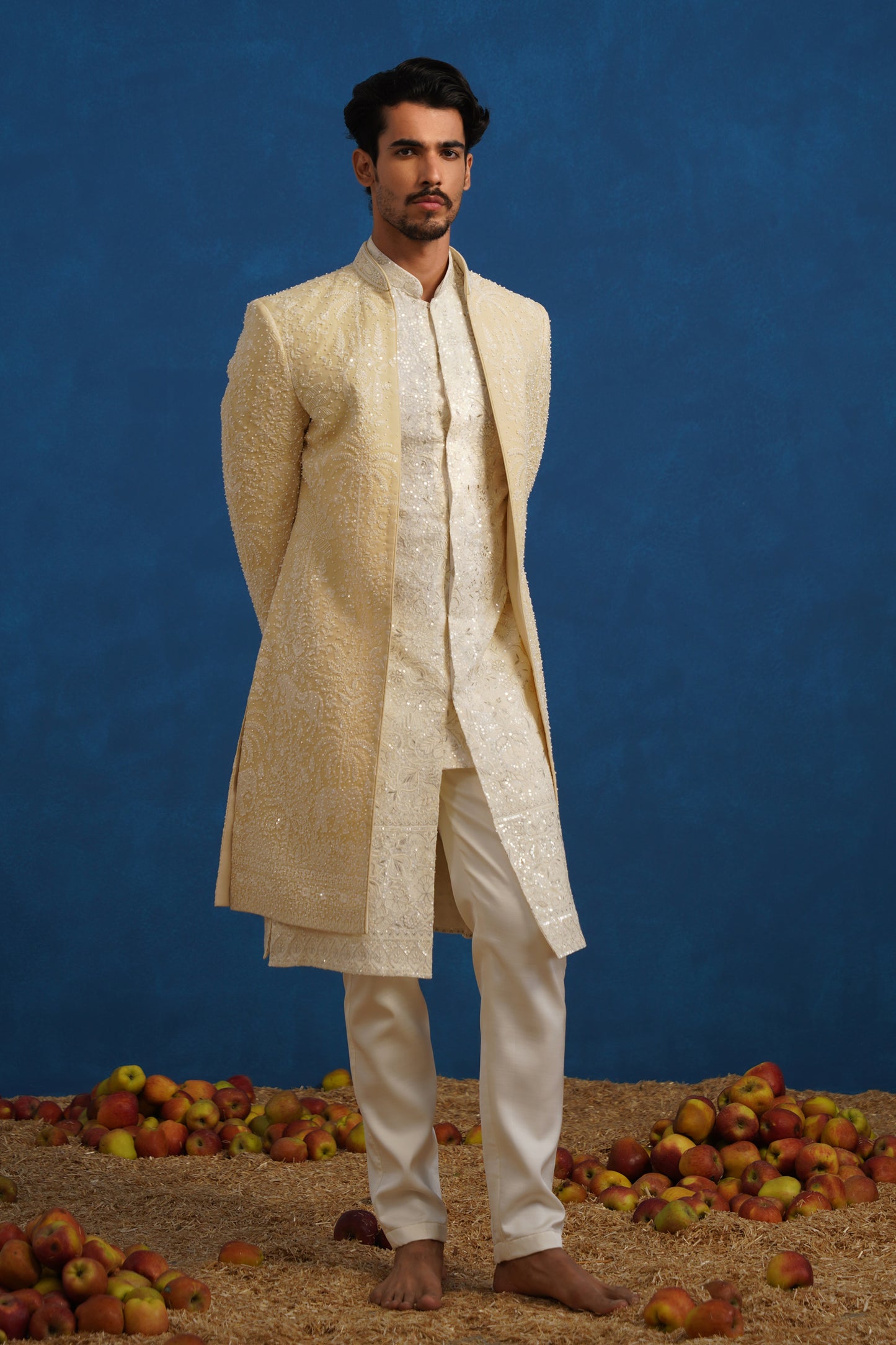 ZORAWAR CUTDANA GOLD SHERWANI SET