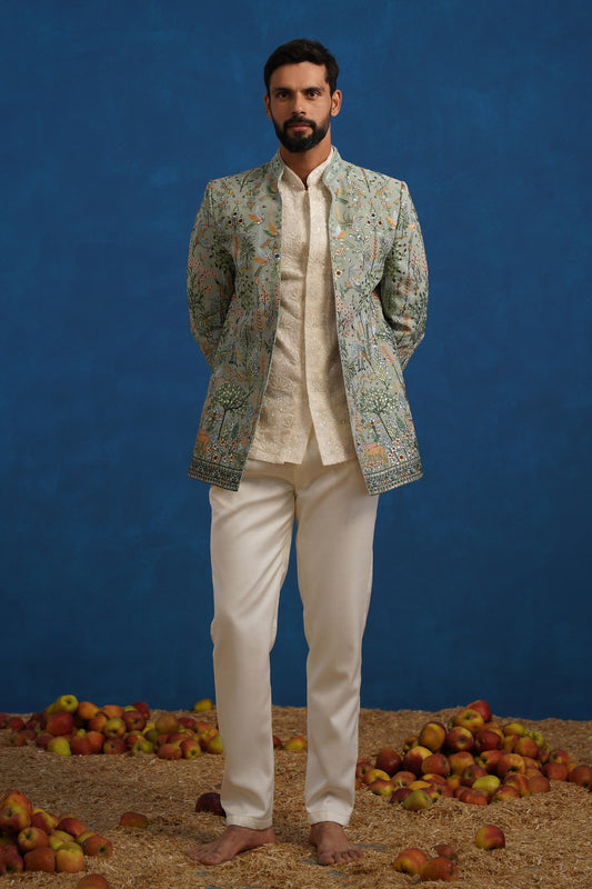 PARIND GREEN JODHPURI SET