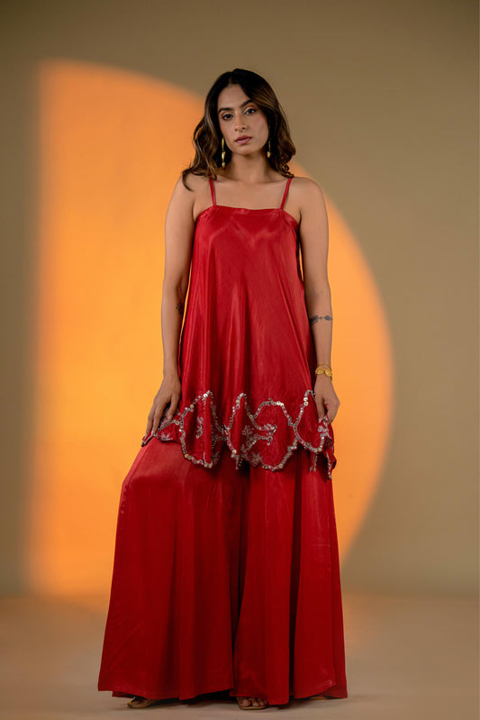 RED KURTA SET