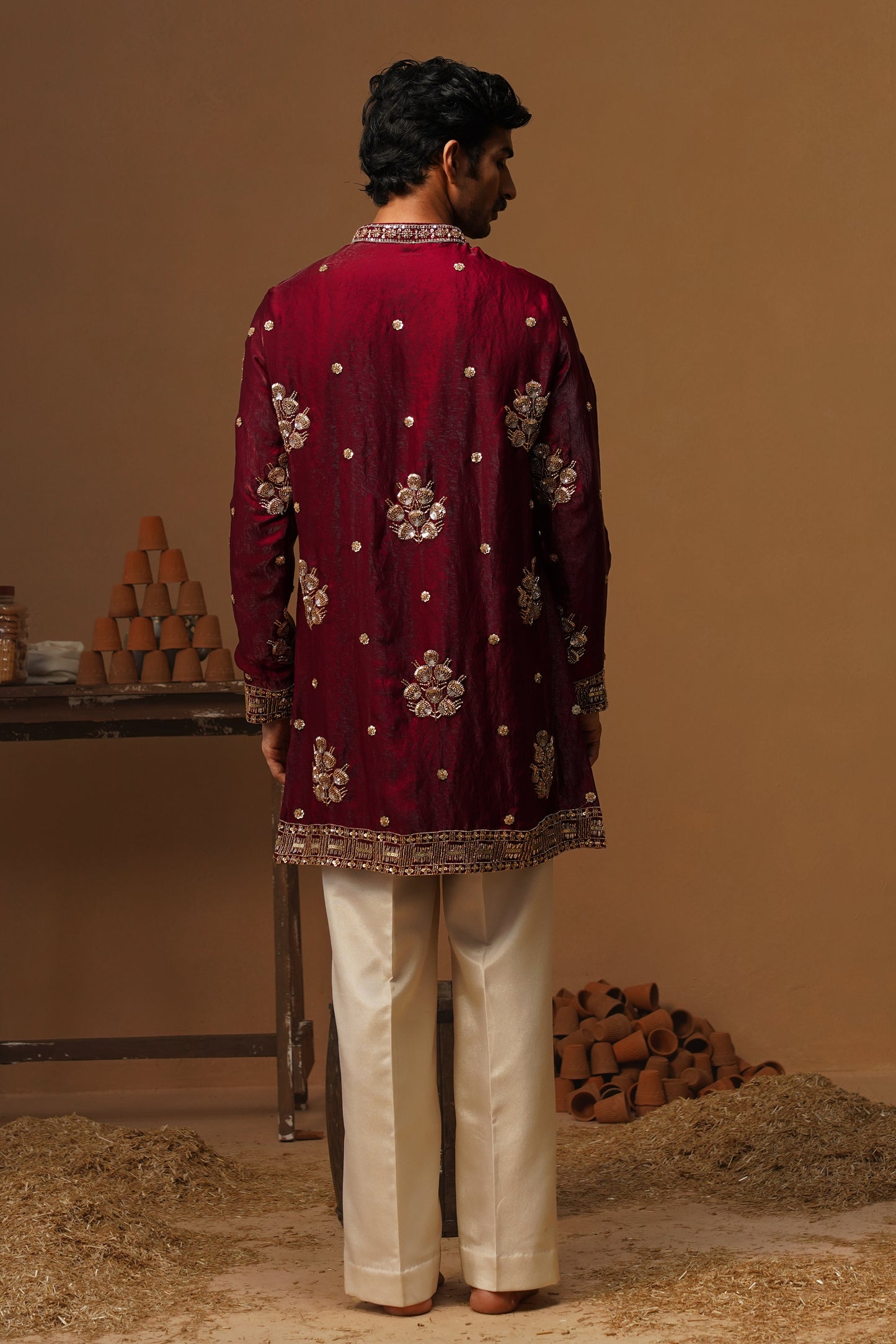 TAJ WINE SHORT KURTA SET