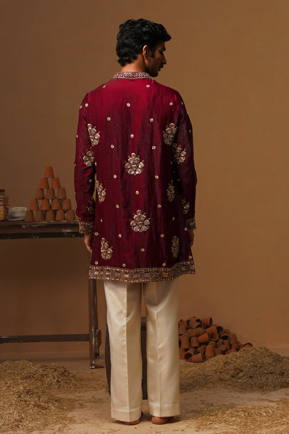 TAJ WINE SHORT KURTA SET