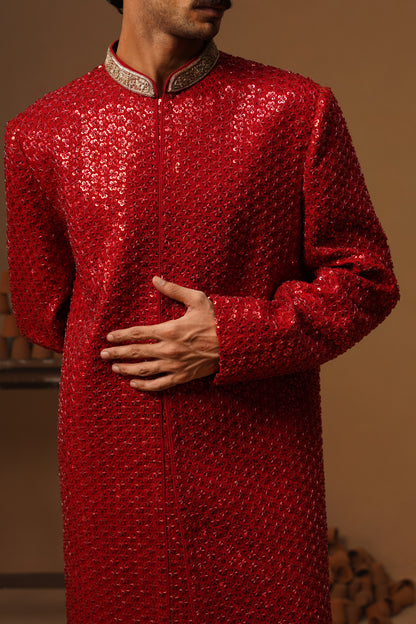 HUMSAFAR RED INDO - WESTERN  SET
