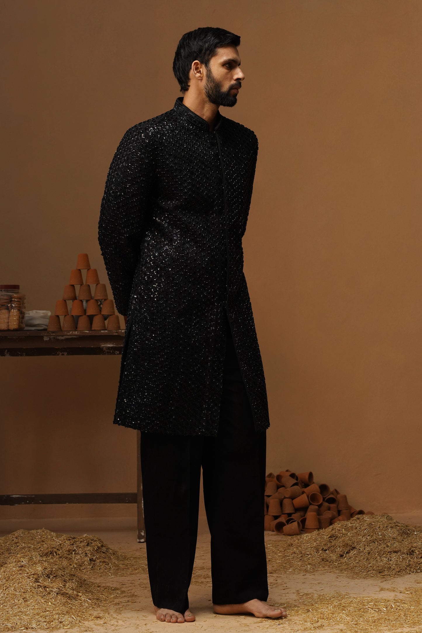 HUMSAFAR BLACK INDO - WESTERN SET