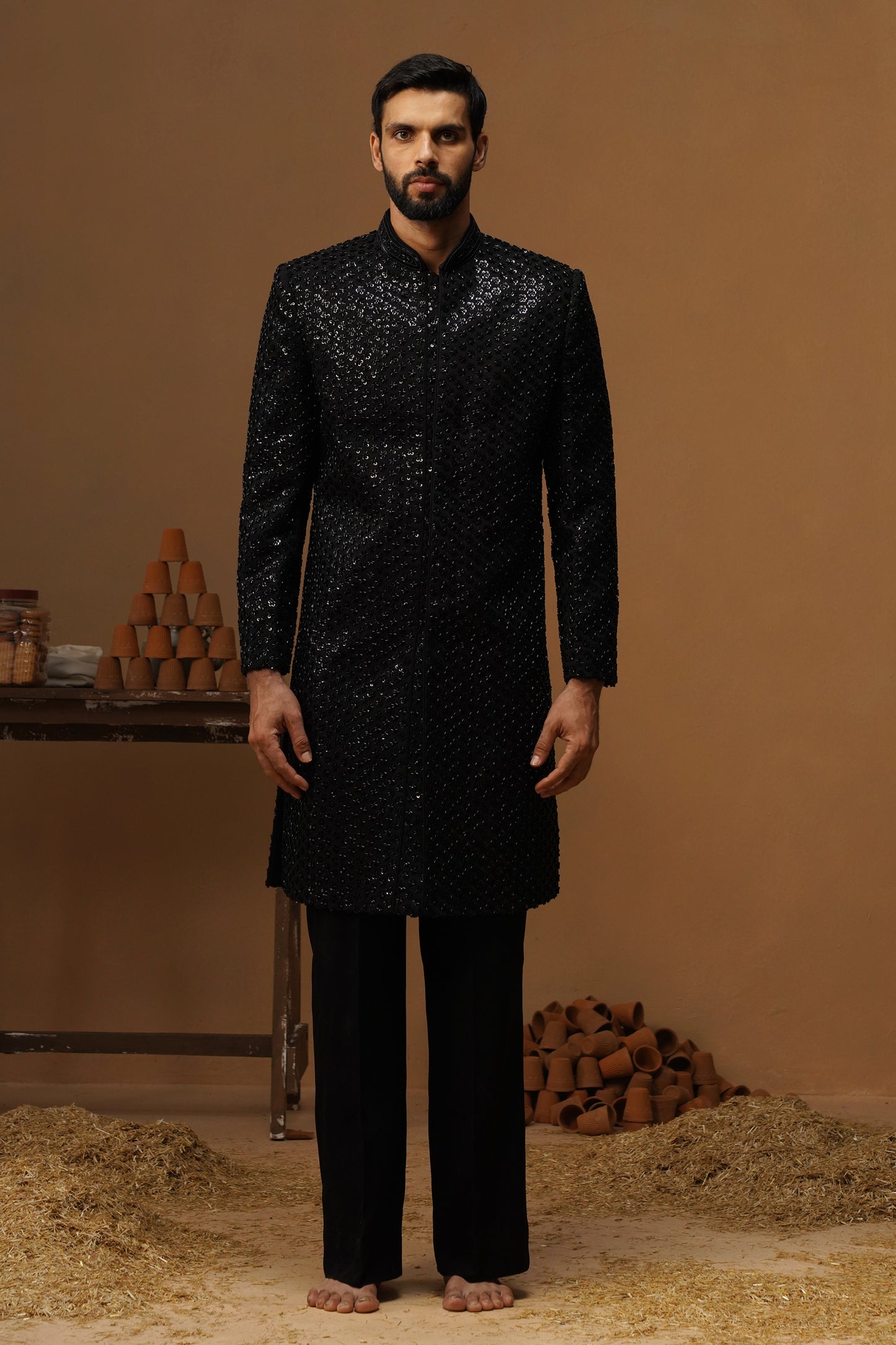 HUMSAFAR BLACK INDO - WESTERN SET