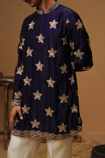 STAR NAVY BLUE  SHORT KURTA  SET