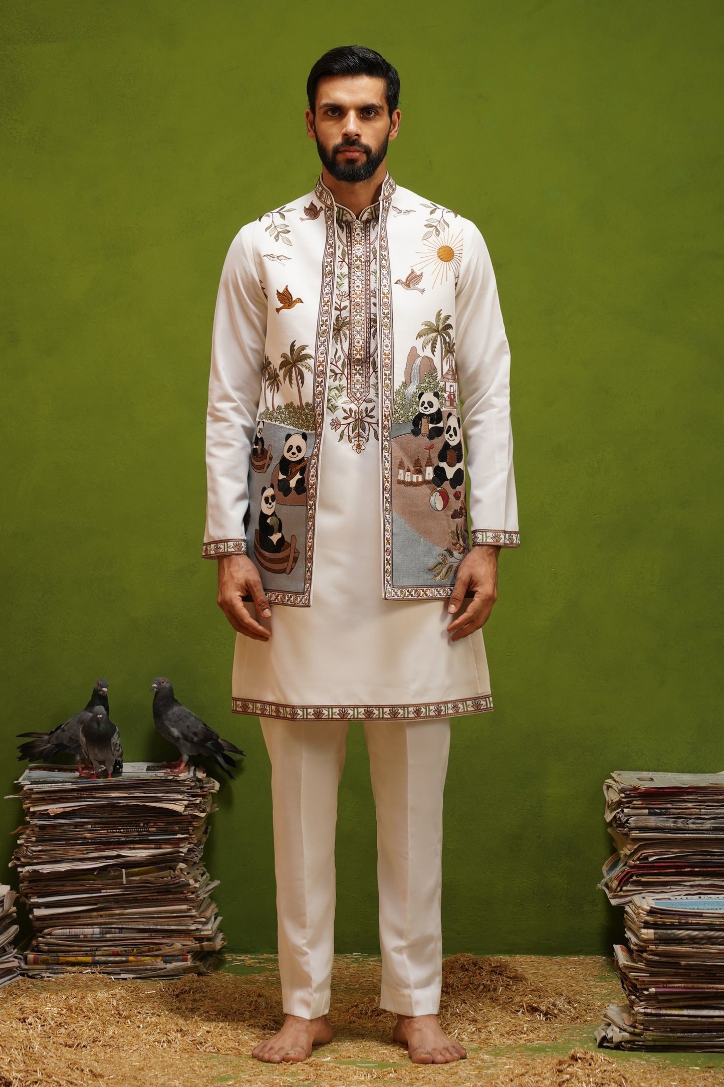 PANDA IVORY KURTA JACKET SET