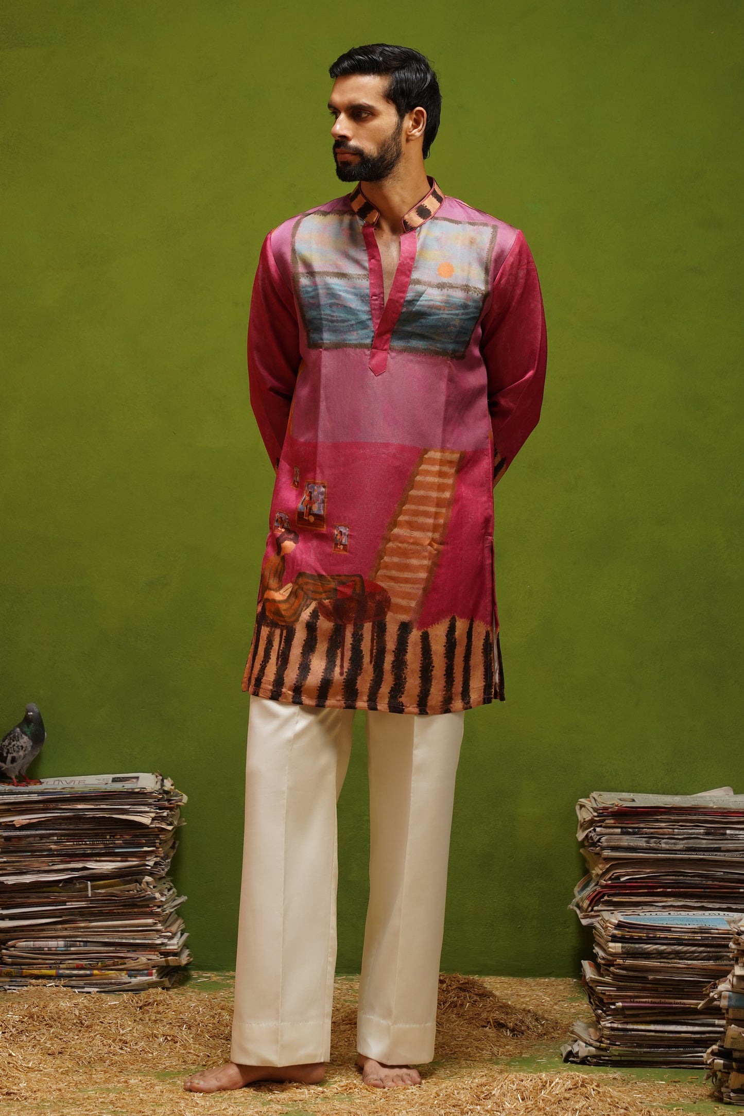CANVAS MAGENTA SHORT KURTA SET