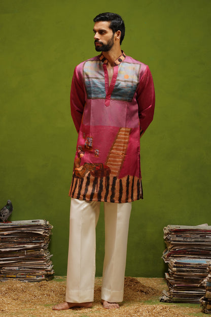 CANVAS MAGENTA SHORT KURTA SET