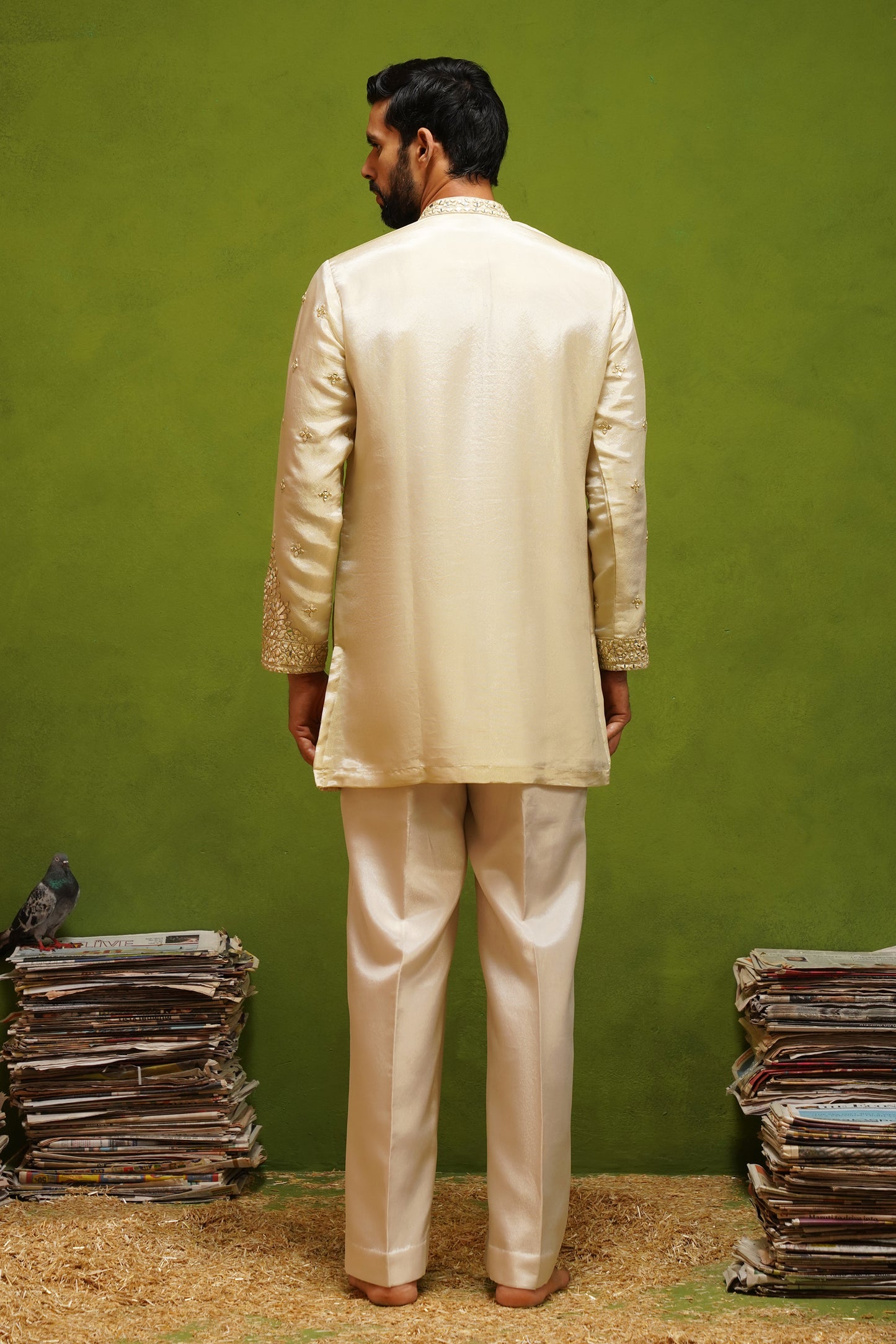 ARYA BEIGE  V NECK SHORT KURTA SET