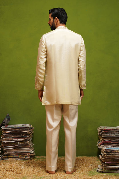 ARYA BEIGE  V NECK SHORT KURTA SET