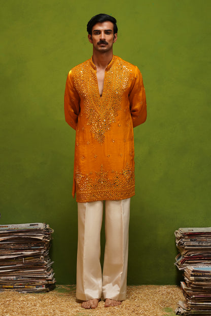 ARYA YELLOW V NECK SHORT KURTA SET