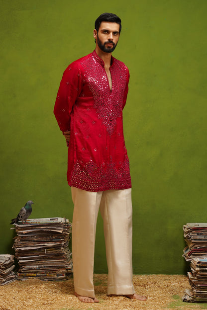 ARYA RANI PINK  V NECK SHORT KURTA SET