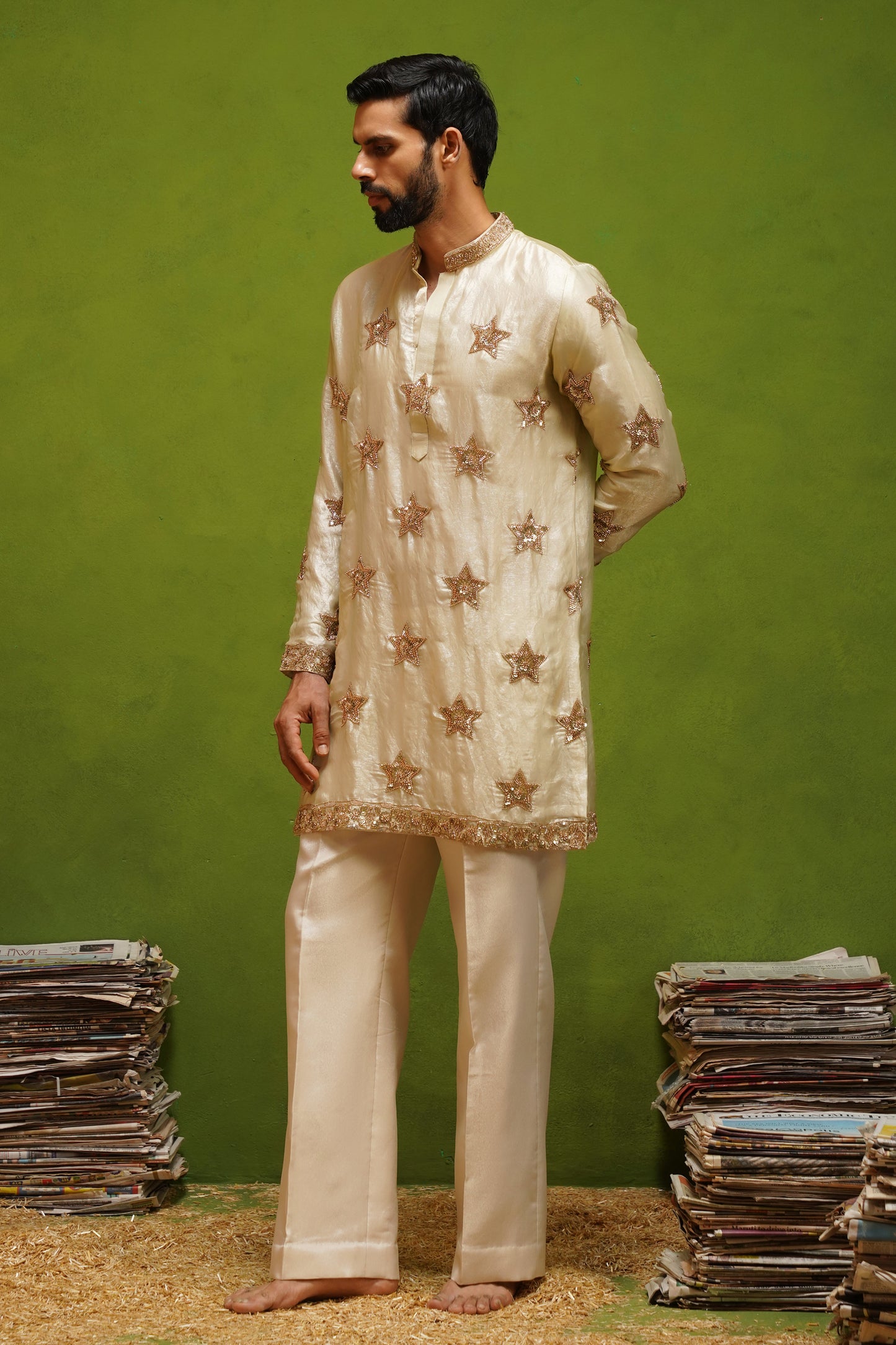 STAR BEIGE SHORT KURTA SET
