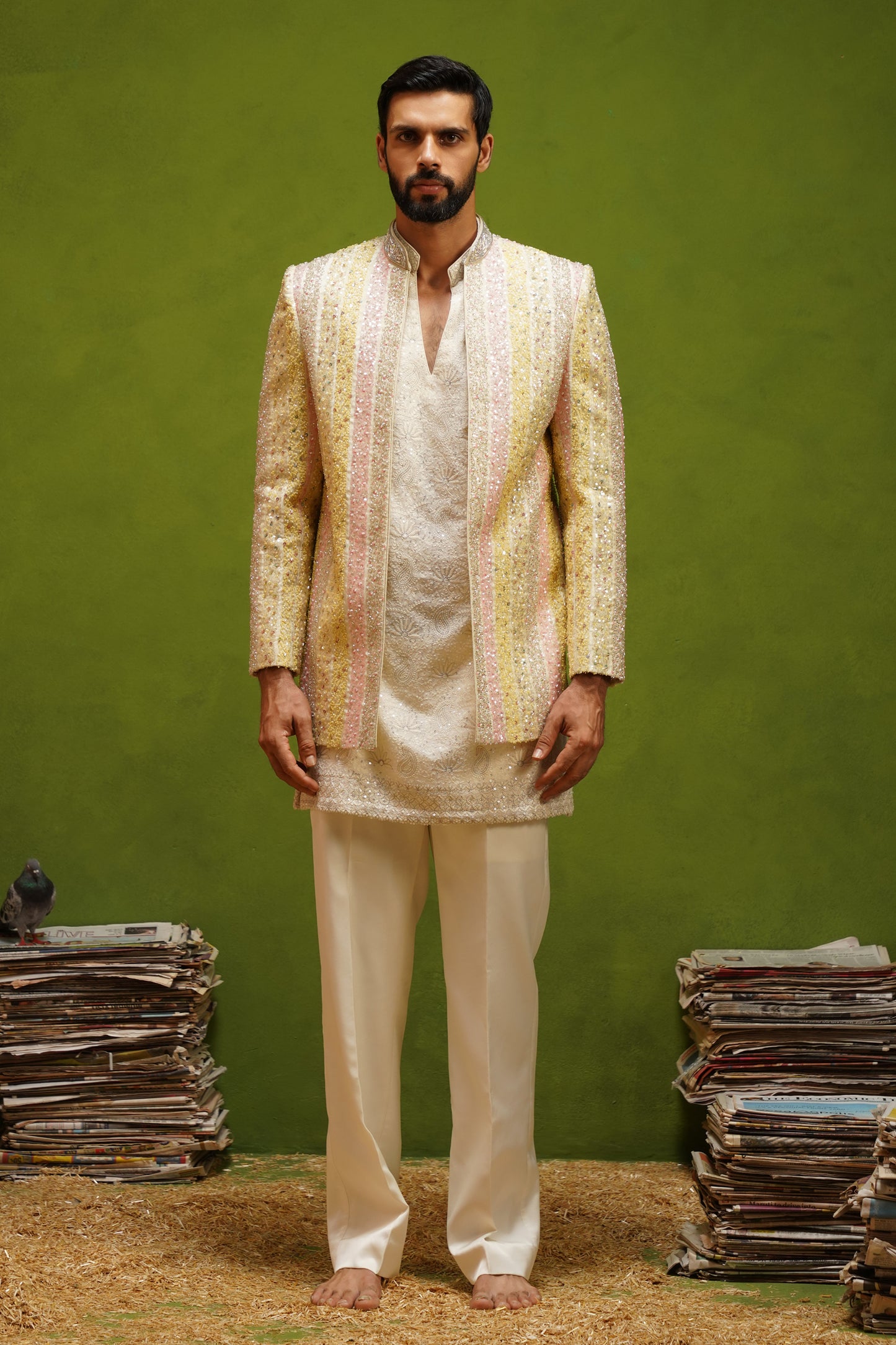 AAFREEN MULTI JODHPURI SET WITH V NECK KURTA