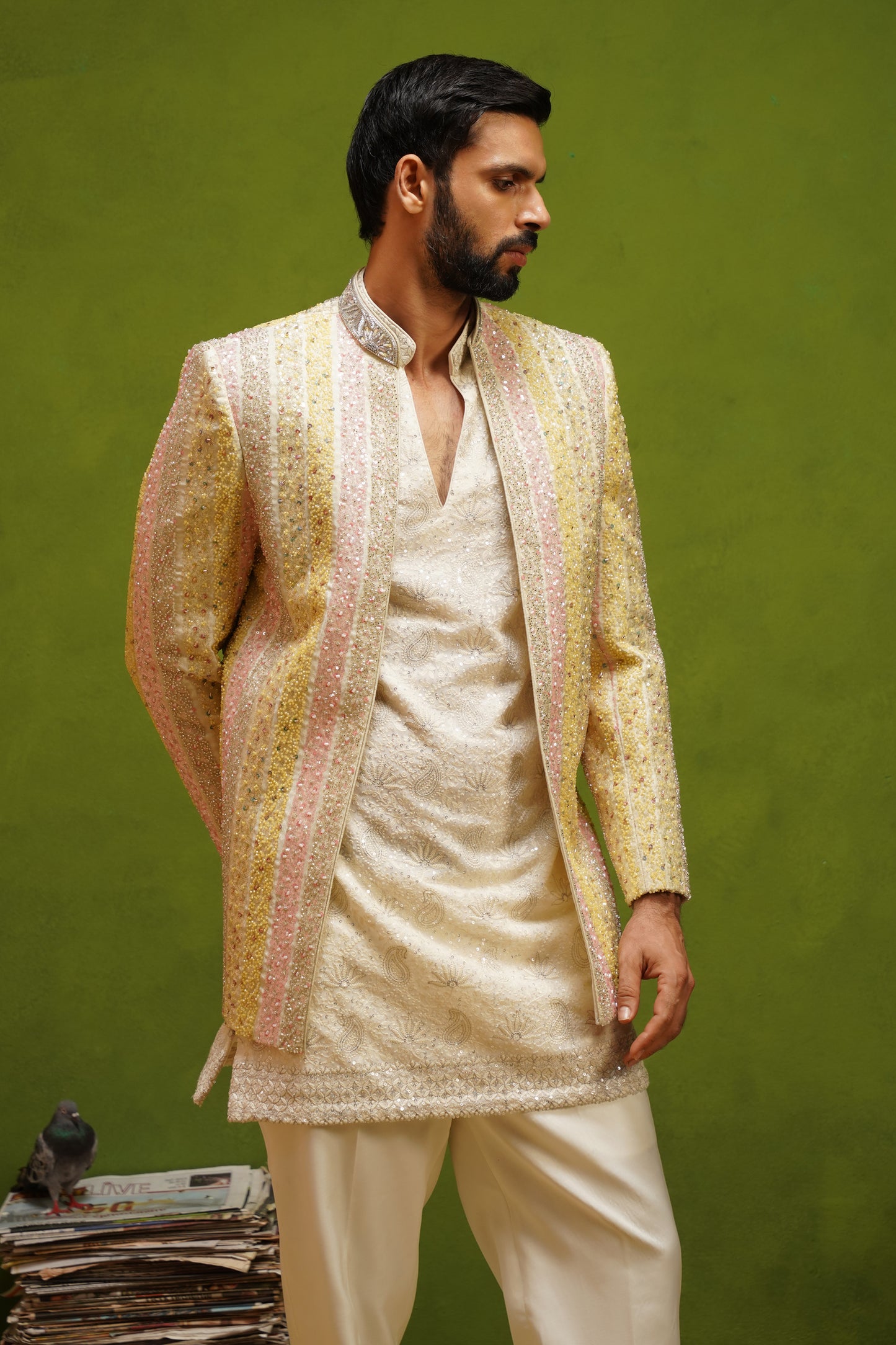 AAFREEN MULTI JODHPURI SET WITH V NECK KURTA