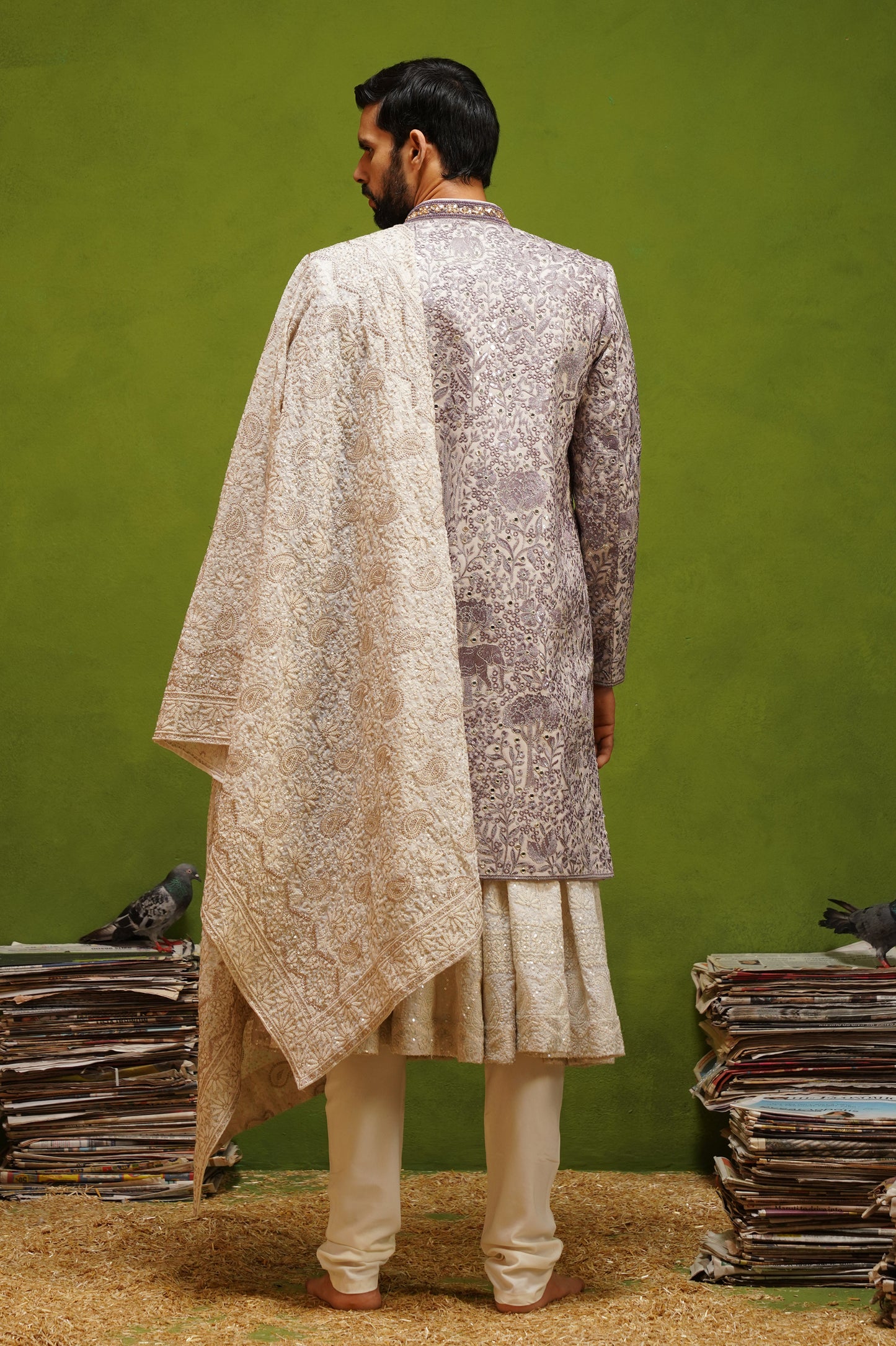 MEHRAN LAVENDER SHERWANI SET