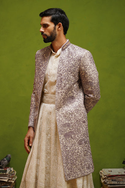MEHRAN LAVENDER SHERWANI SET