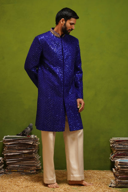 HUMSAFAR ROYAL BLUE INDO - WESTERN  SET