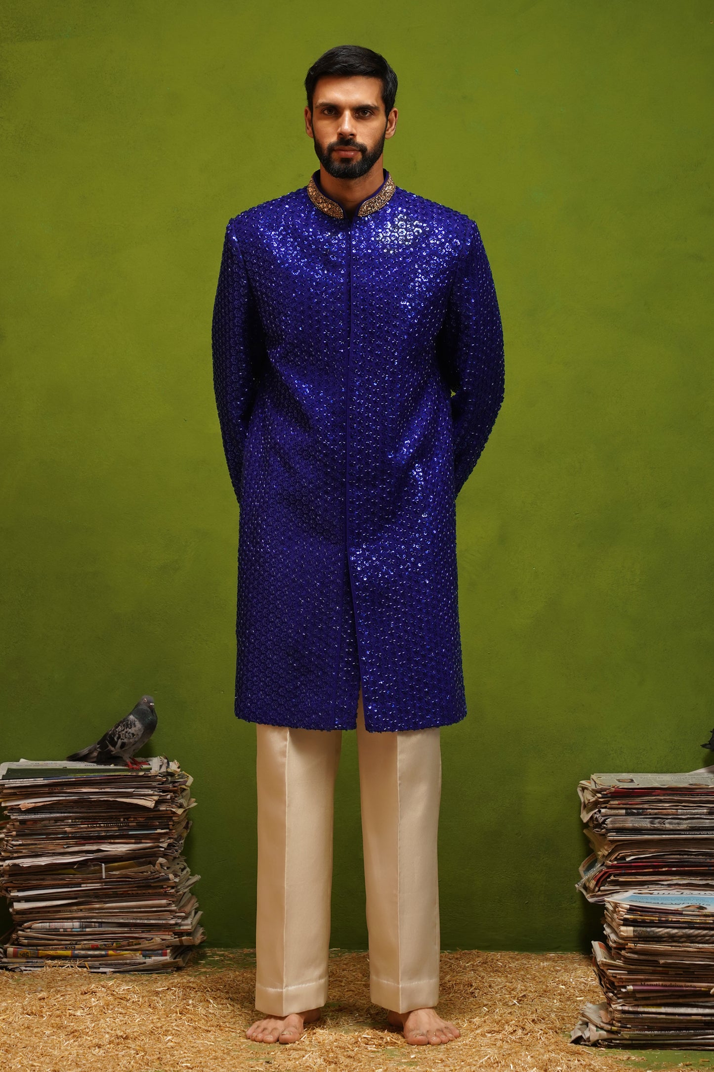 HUMSAFAR ROYAL BLUE INDO - WESTERN  SET