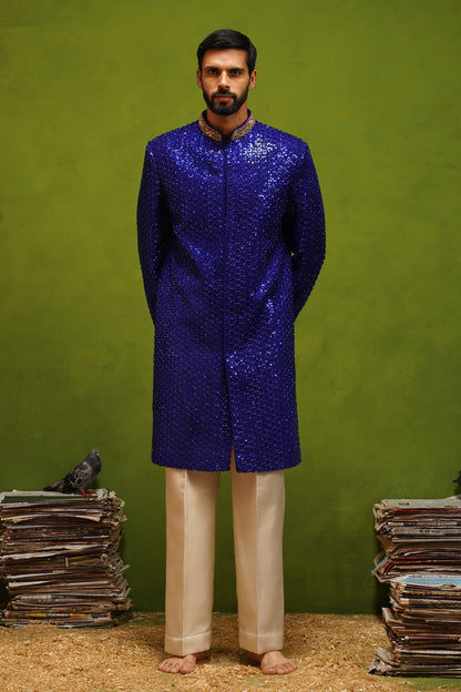 HUMSAFAR ROYAL BLUE INDO - WESTERN  SET