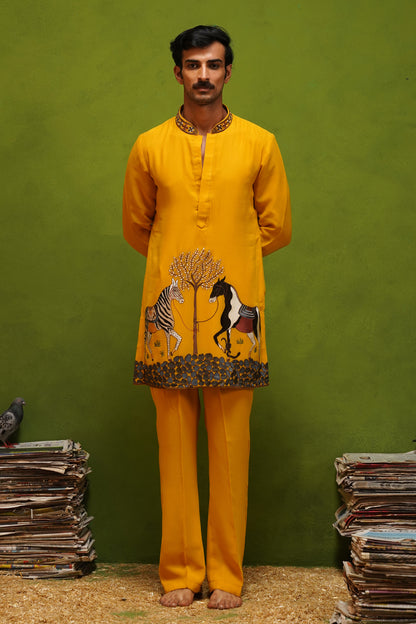 SAATHI YELLOW SHORT KURTA SET