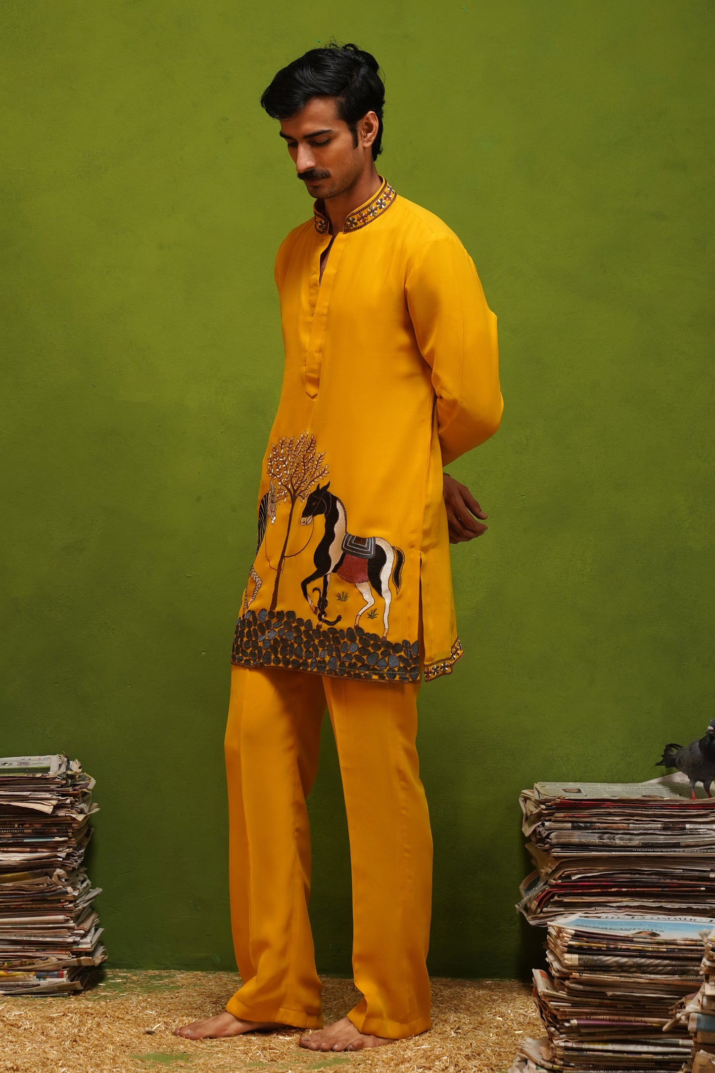 SAATHI YELLOW SHORT KURTA SET