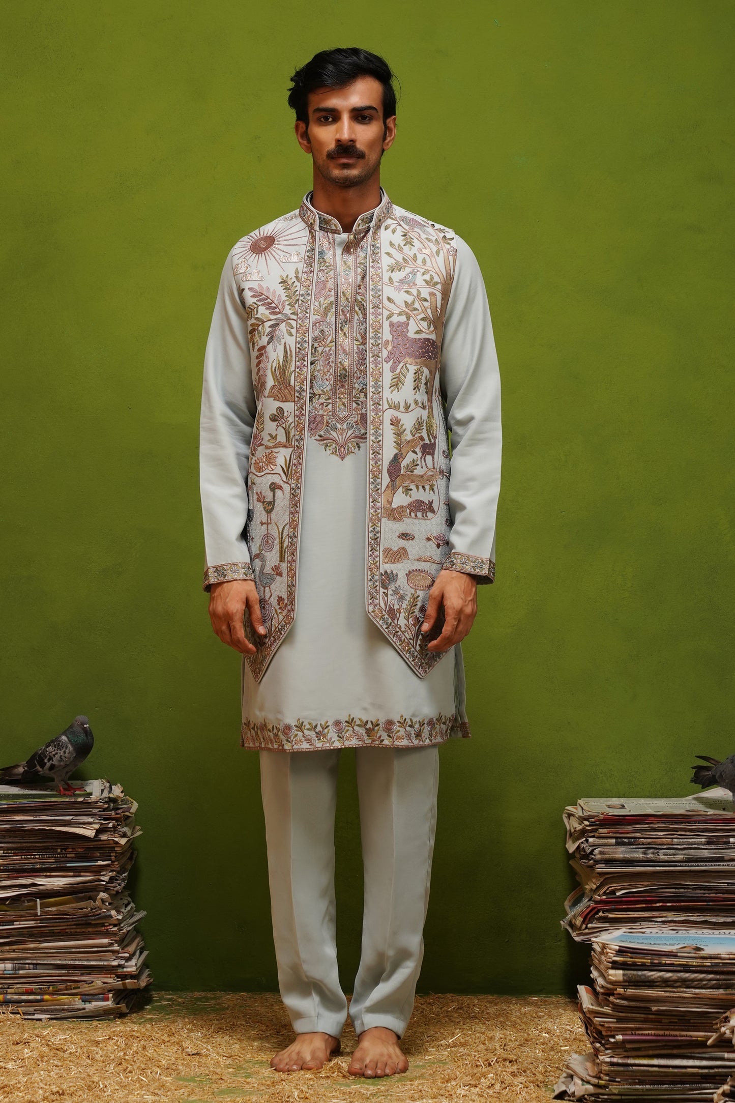 JUNGLE SKY  KURTA JACKET  SET