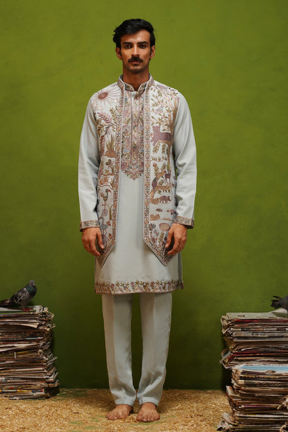 JUNGLE SKY  KURTA JACKET  SET