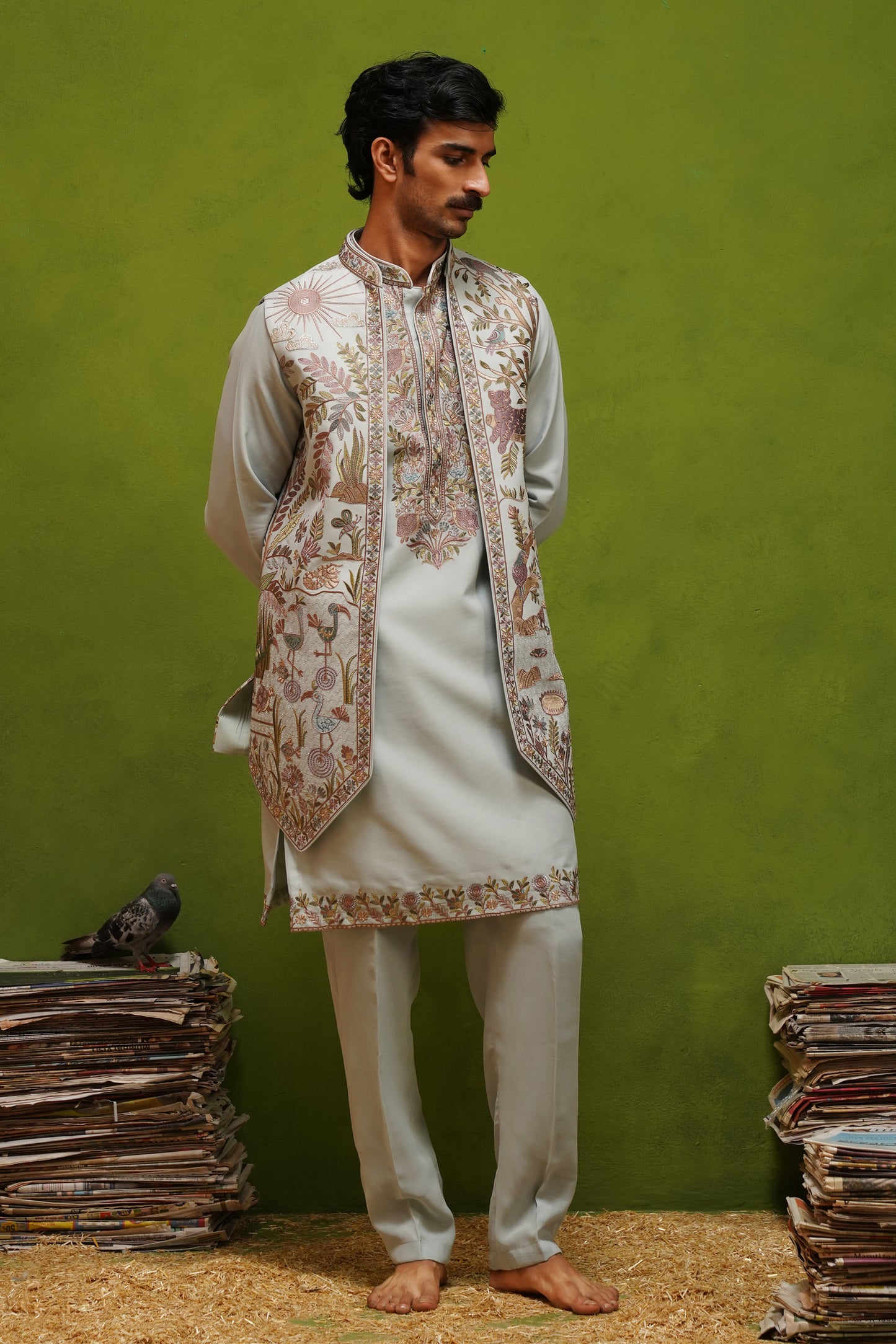 JUNGLE SKY  KURTA JACKET  SET
