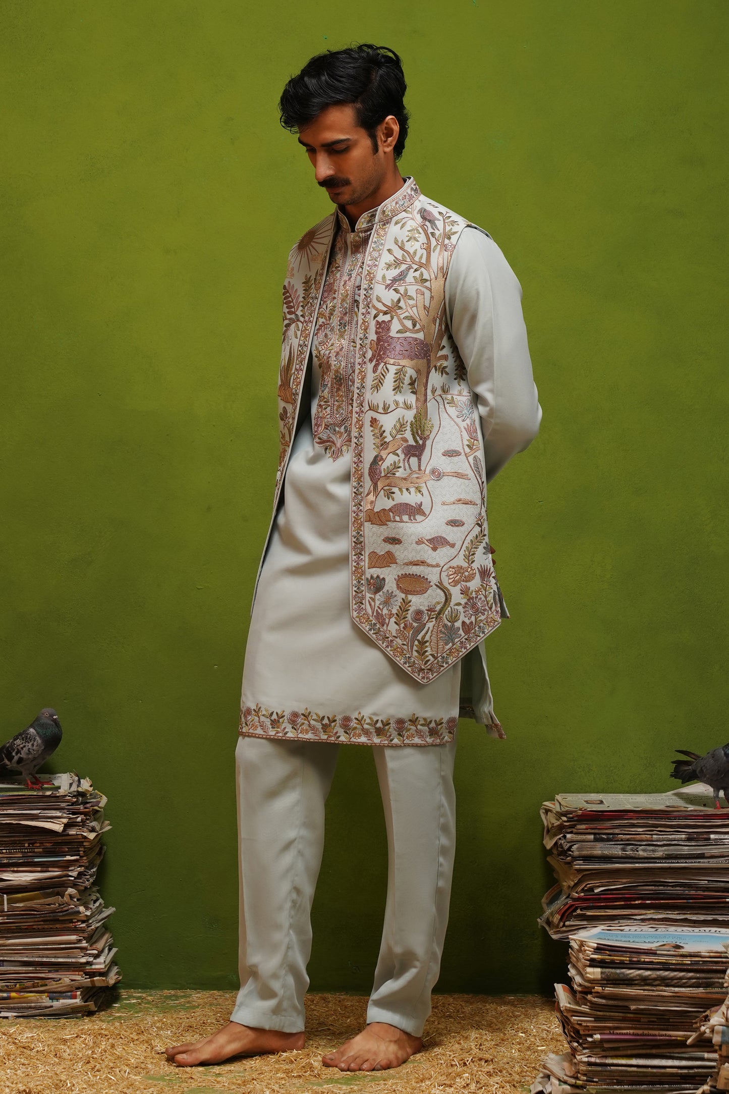 JUNGLE SKY  KURTA JACKET  SET