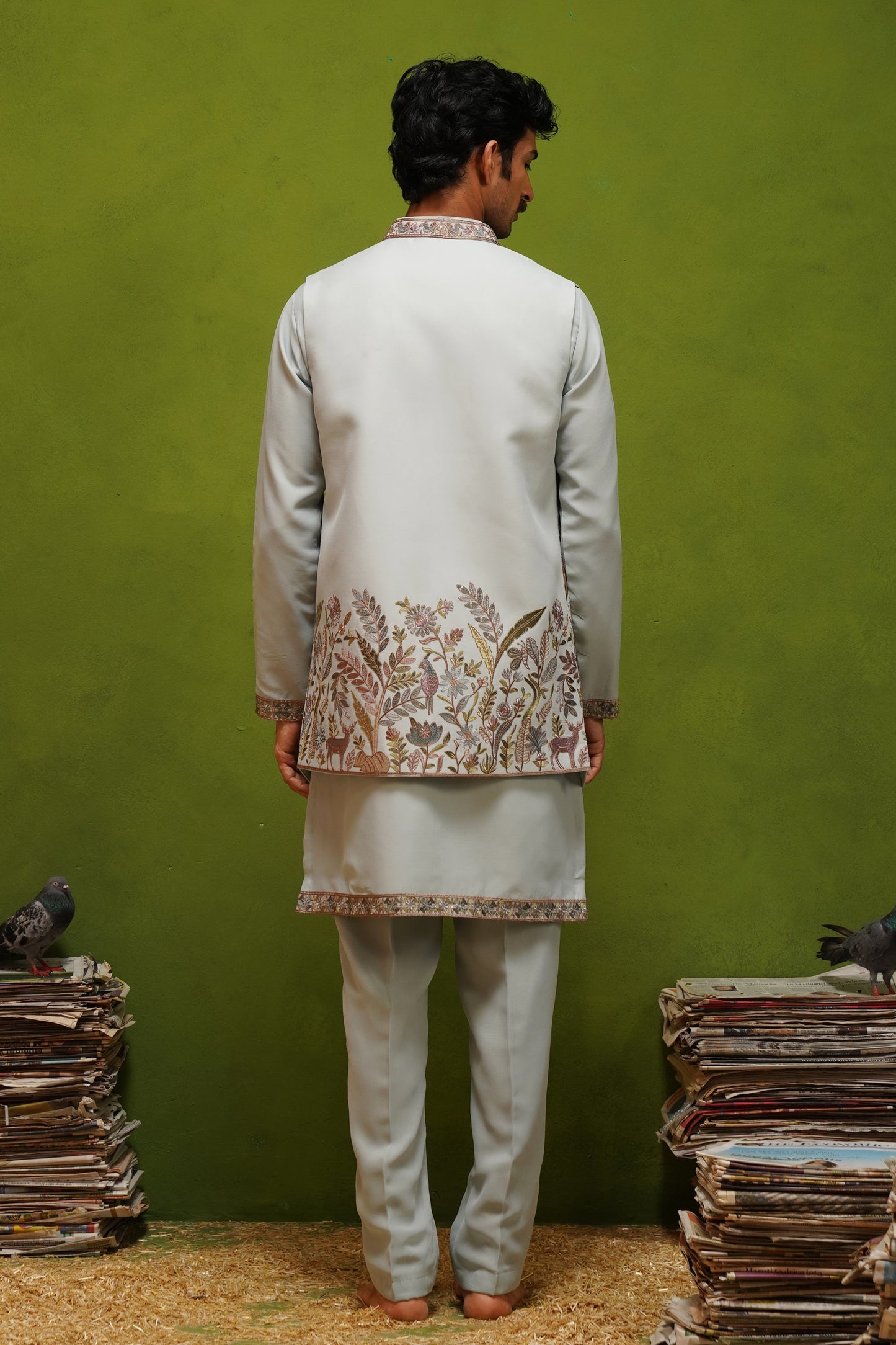 JUNGLE SKY  KURTA JACKET  SET