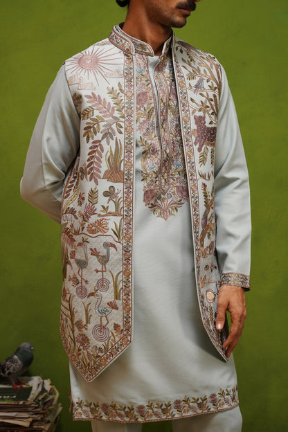 JUNGLE SKY  KURTA JACKET  SET