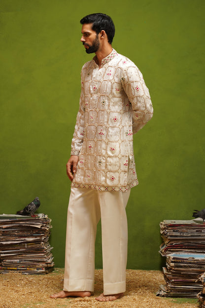 PATOLA IVORY  SHORT KURTA SET