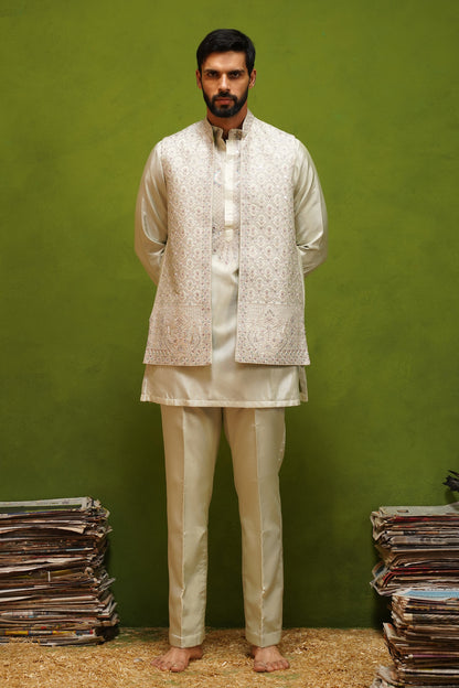 OJASV MEHNDI SHORT KURTA JACKET  SET