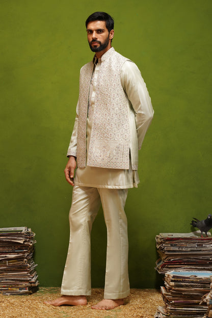 OJASV MEHNDI SHORT KURTA JACKET  SET