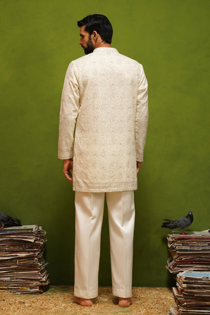 NAQSH IVORY V NECK SHORT KURTA SET