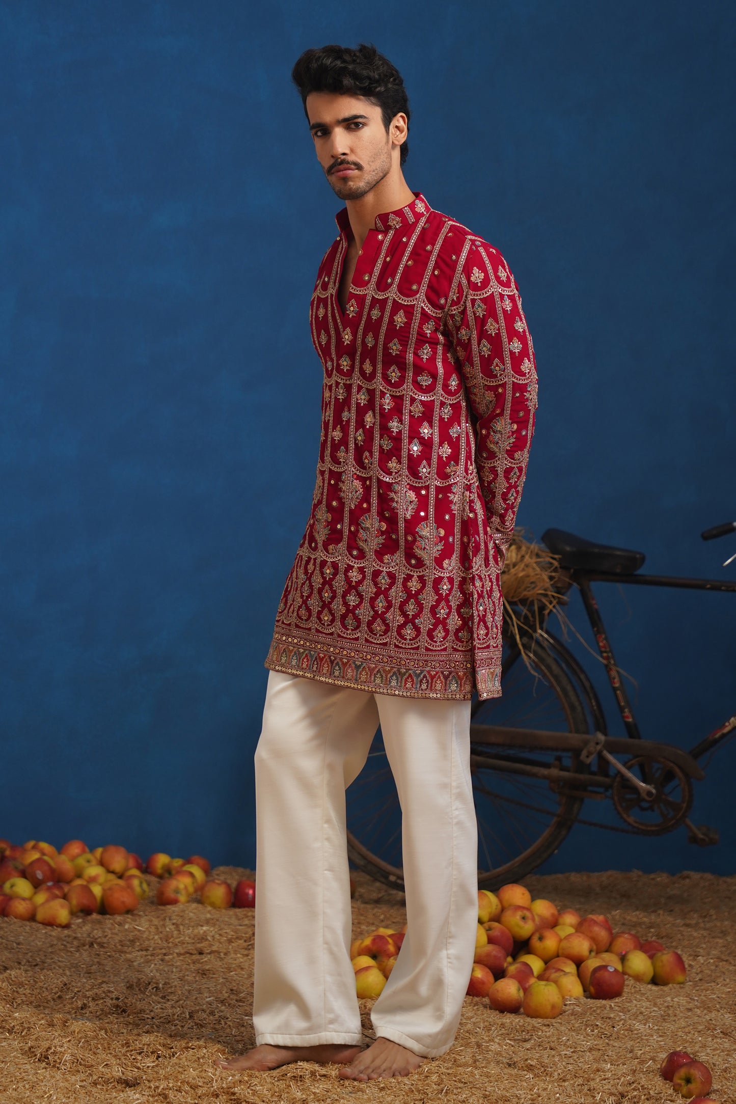 SURKH HOT PINK SHORT KURTA SET