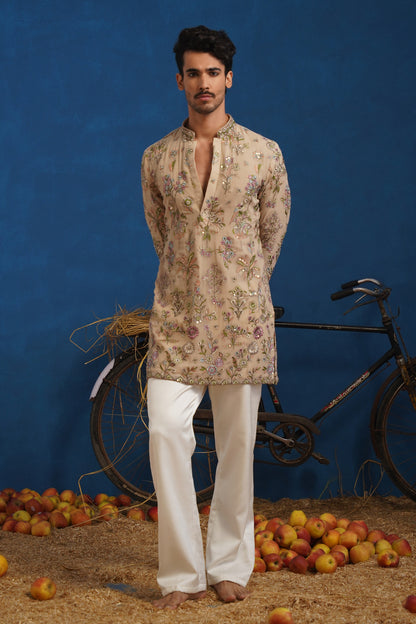 REHAAN BEIGE SHORT KURTA SET