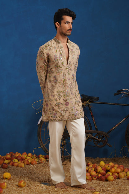 REHAAN BEIGE SHORT KURTA SET
