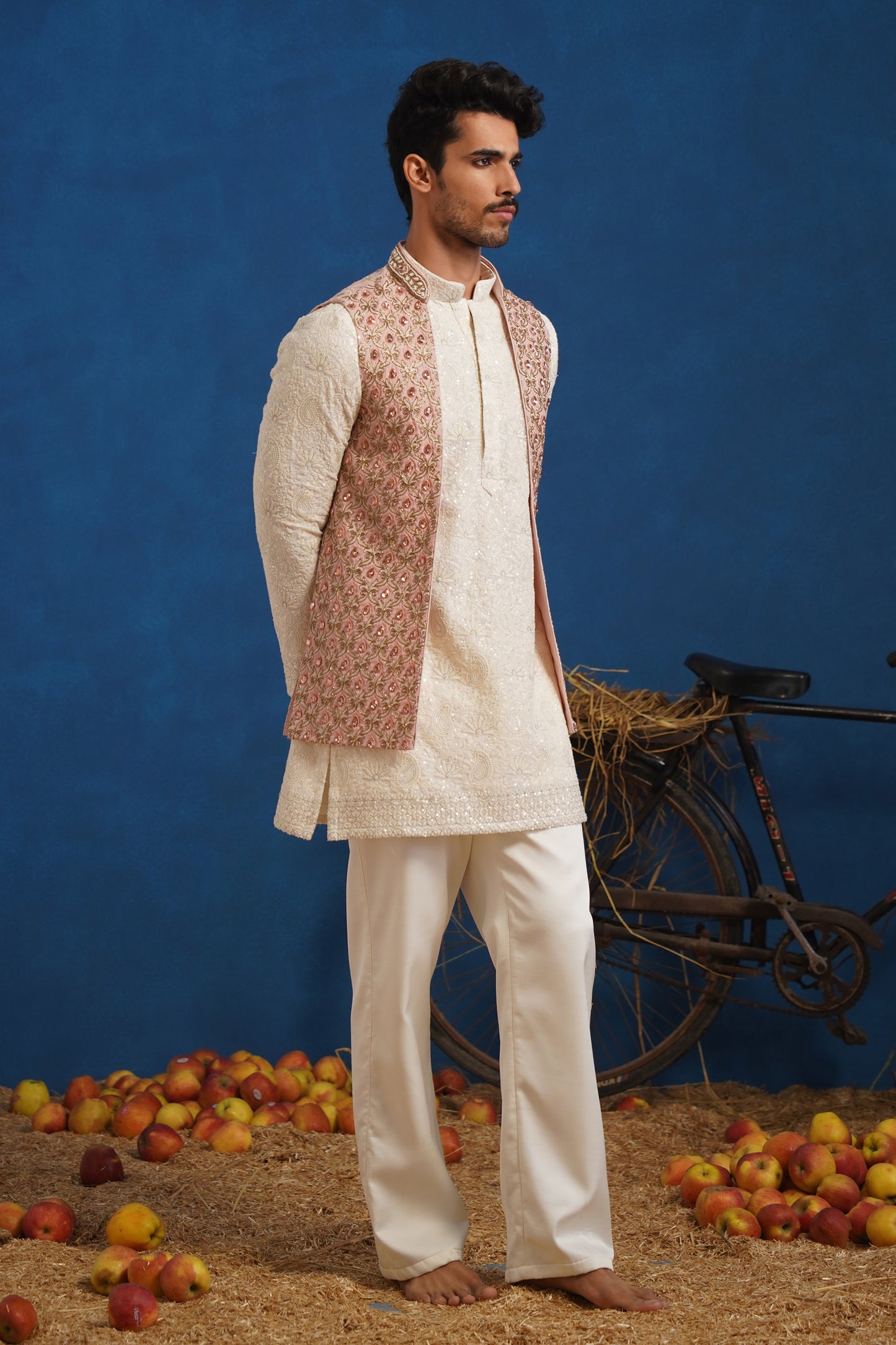 PRATEEK PINK SHORT KURTA JACKET SET