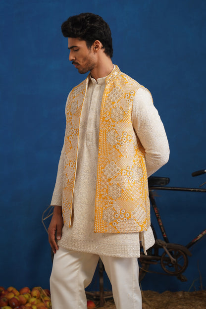 CHITRAY HALDI SHORT KURTA JACKET SET