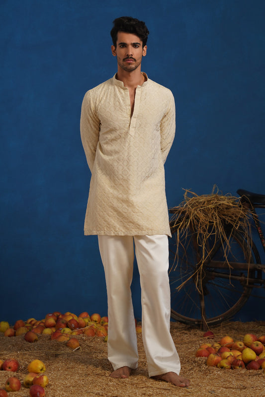 UDAYAN BEIGE SHORT KURTA SET