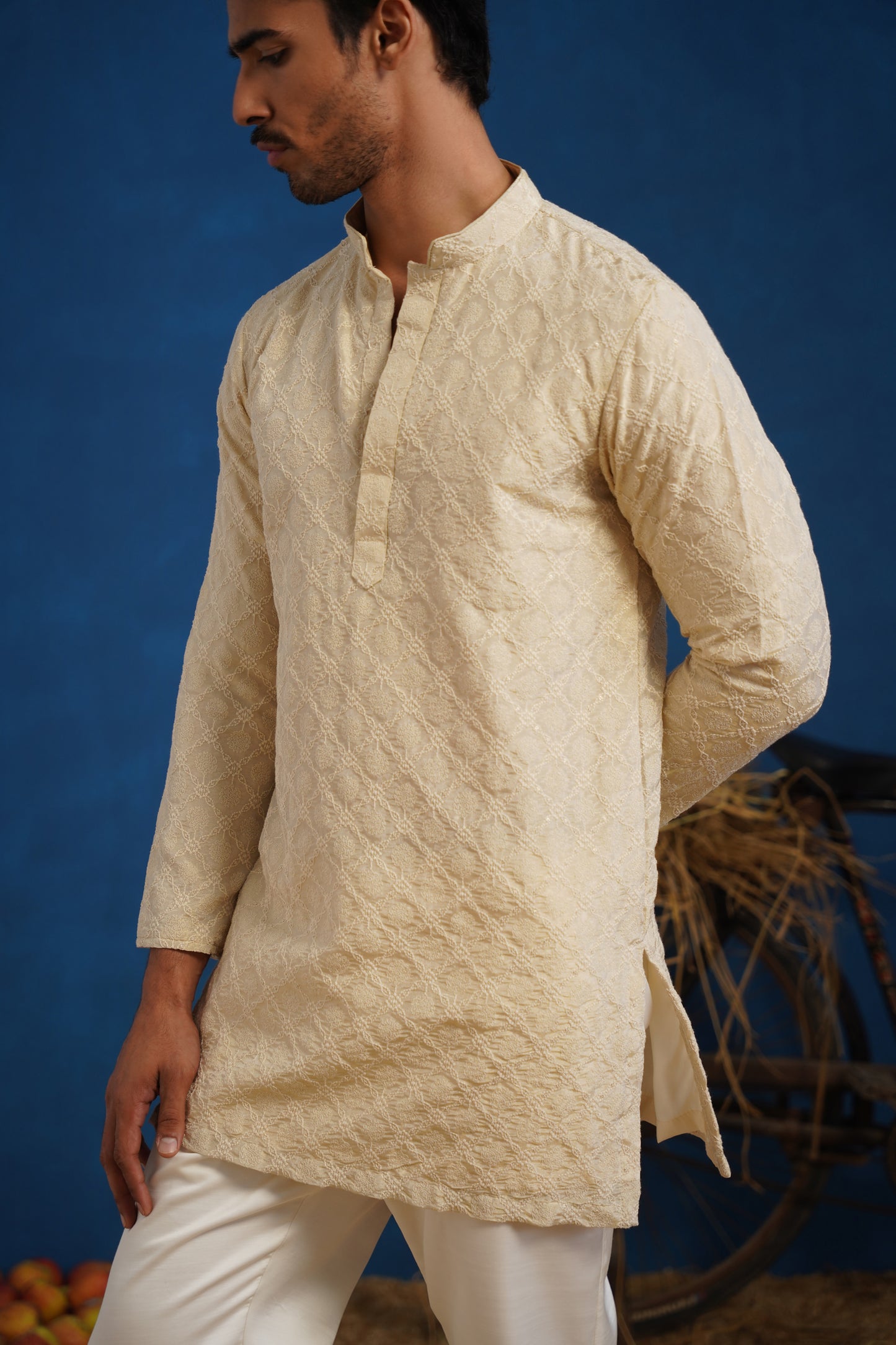 UDAYAN BEIGE SHORT KURTA SET
