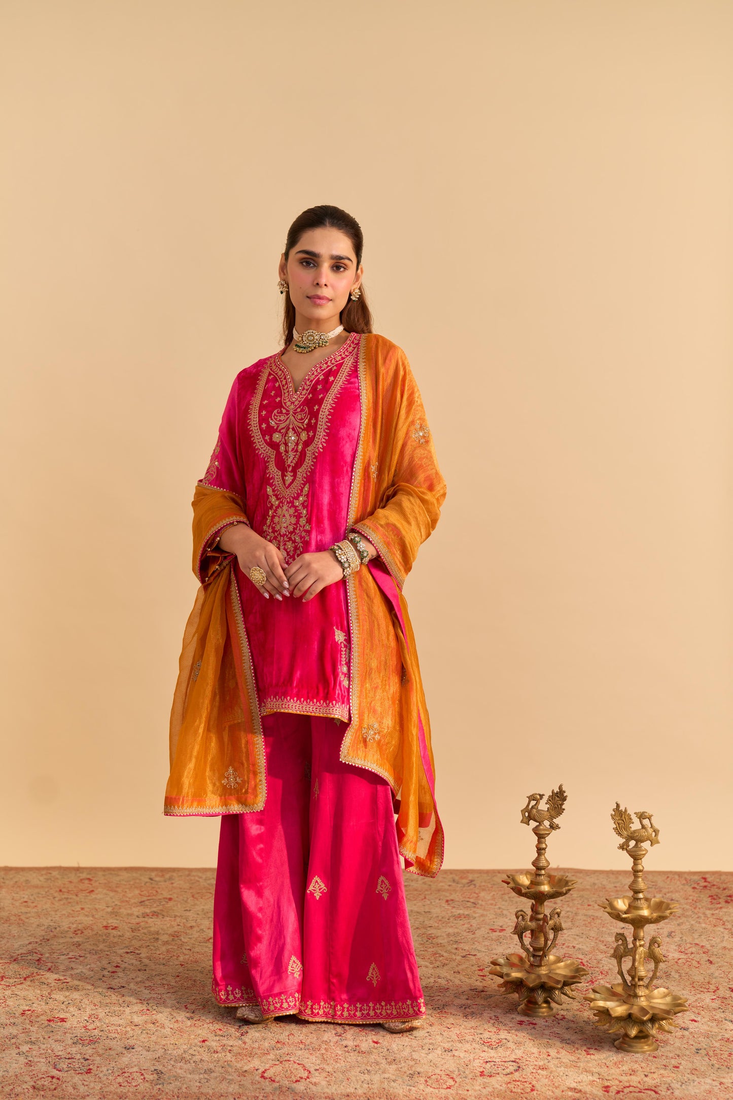 NOOREN - KURTA WITH FLARED PALAZZO AND DUPATTA